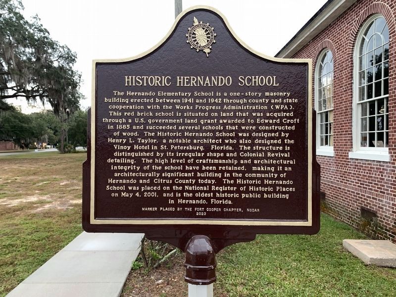 Historic Hernando School Marker image. Click for more information.