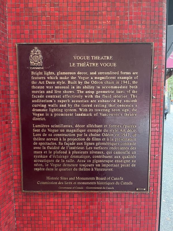 Vogue Theatre Marker image. Click for full size.