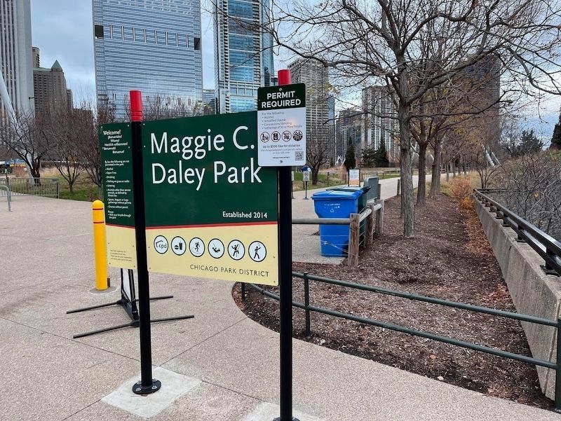 Maggie C. Daley Park Marker, Front Side image. Click for full size.