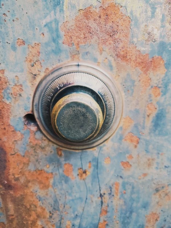 Combination lock of safe at Downtown Pocket Park. Click for full size. Combination lock of safe at Downtown Pocket Park image. Click for full size.