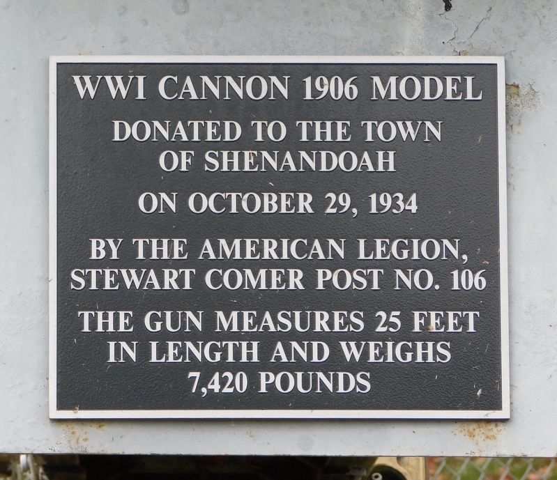 WWI Cannon 1906 Model Marker image. Click for full size.