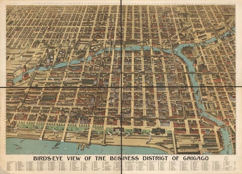 Bird's eye view of the business district of Chicago, 1898 image. Click for full size.