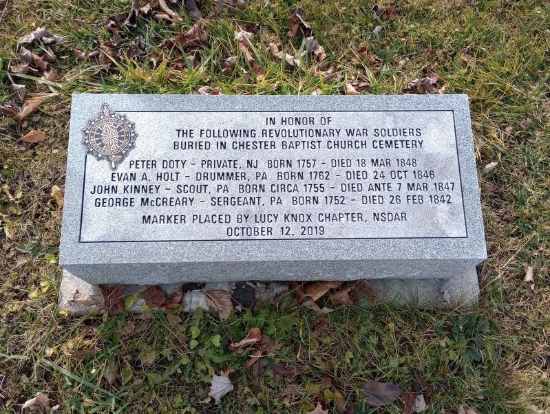 Chester Baptist Church Cemetery Revolutionary War Memorial Marker image. Click for full size.