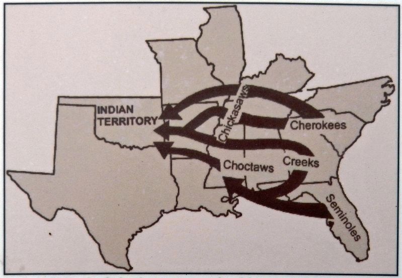 Marker detail: 1830s Native American Removal image. Click for full size.