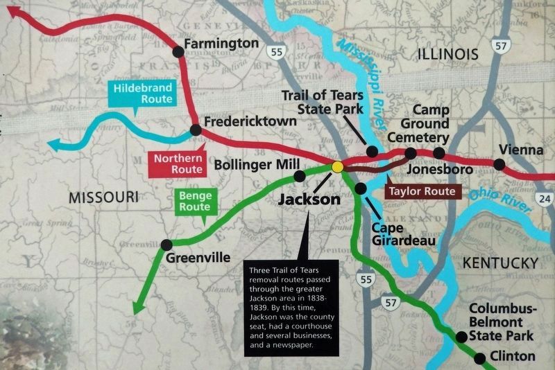 Marker detail: Trail of Tears Routes image. Click for full size.
