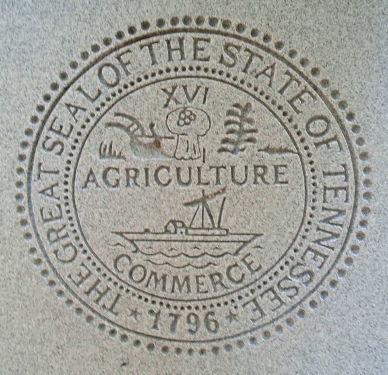 Tennessee State Seal on Memorial Obelisk image. Click for full size.