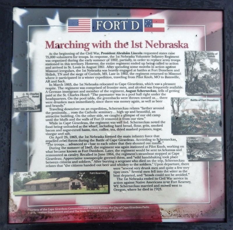 Marching with the 1st Nebraska Marker image. Click for full size.