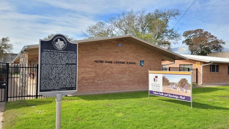 The Notre Dame Catholic School and Marker image. Click for full size.