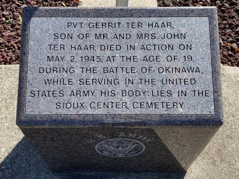 Pvt. Gerrit Ter Haar Marker image. Click for full size.