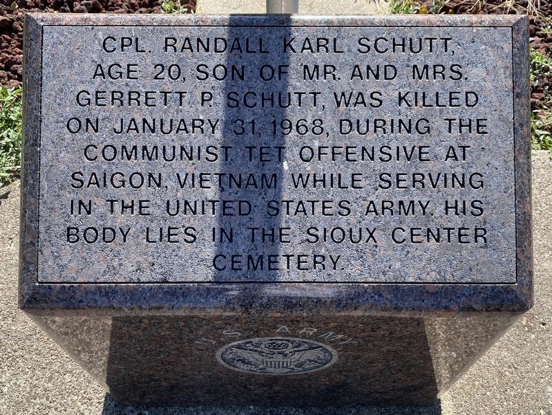 Cpl. Randall Karl Schutt Marker image. Click for full size.