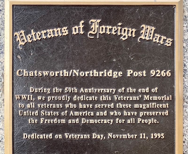 Chatsworth Veterans Memorial Marker image. Click for full size.