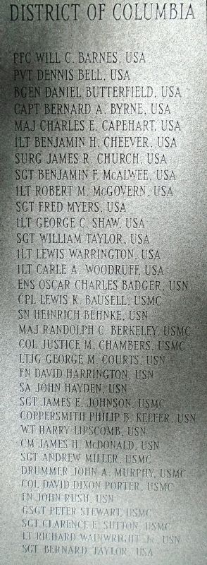 District of Columbia Medal of Honor Recipients Marker image. Click for full size.