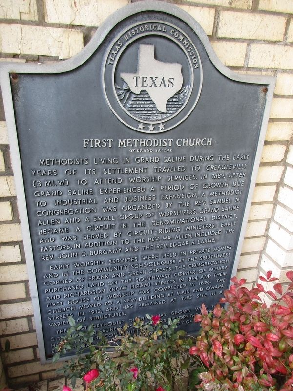 First Methodist Church of Grand Saline Marker image. Click for full size.