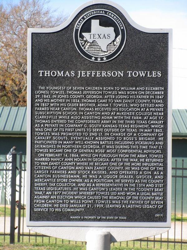 Thomas Jefferson Towles Marker image. Click for full size.