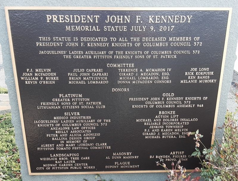 President John F. Kennedy Memorial Statue Marker image. Click for full size.