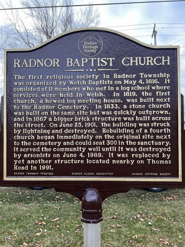 Radnor Baptist Church Marker. Click for full size. Radnor Baptist Church Marker image. Click for full size.