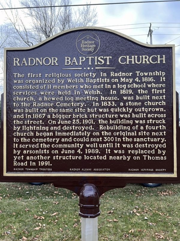 Radnor Baptist Church Marker image. Click for full size.