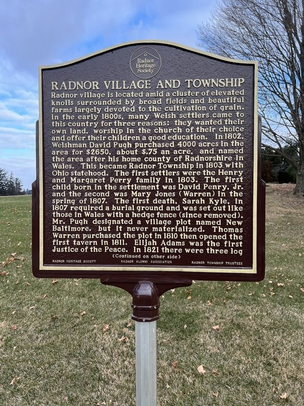 Radnor Village and Township Marker, Side One image. Click for full size.