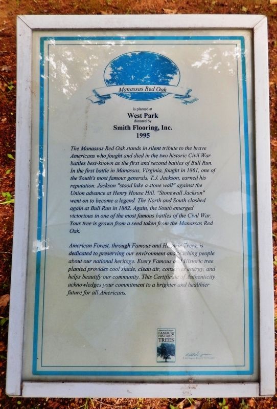 Manassas Red Oak Marker image. Click for full size.