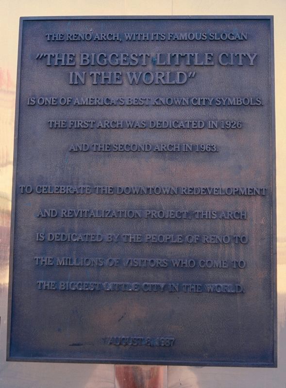 The Reno Arch Marker image. Click for full size.