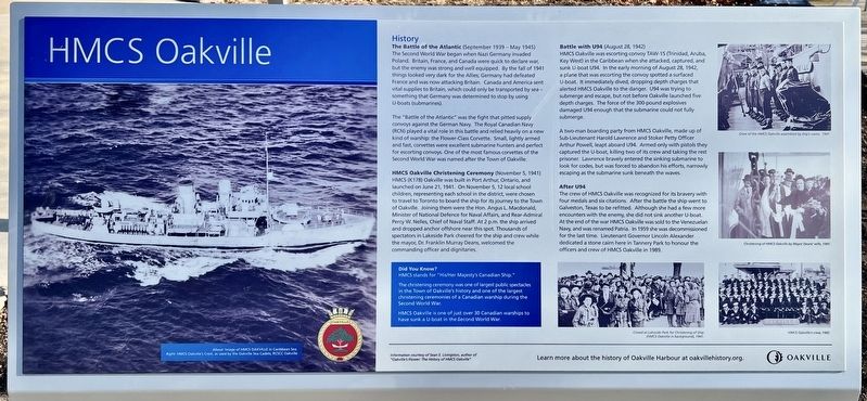 HMCS Oakville Marker image. Click for full size.