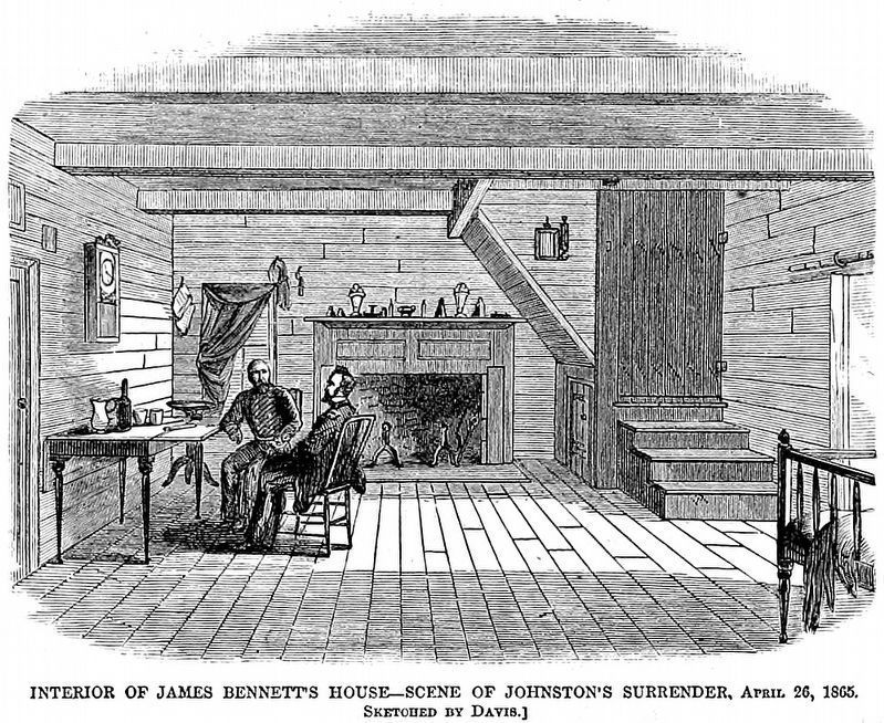 Interior of James Bennett's House<br>Scene of Johnston's Surrender<br>April 26, 1865. image. Click for full size.