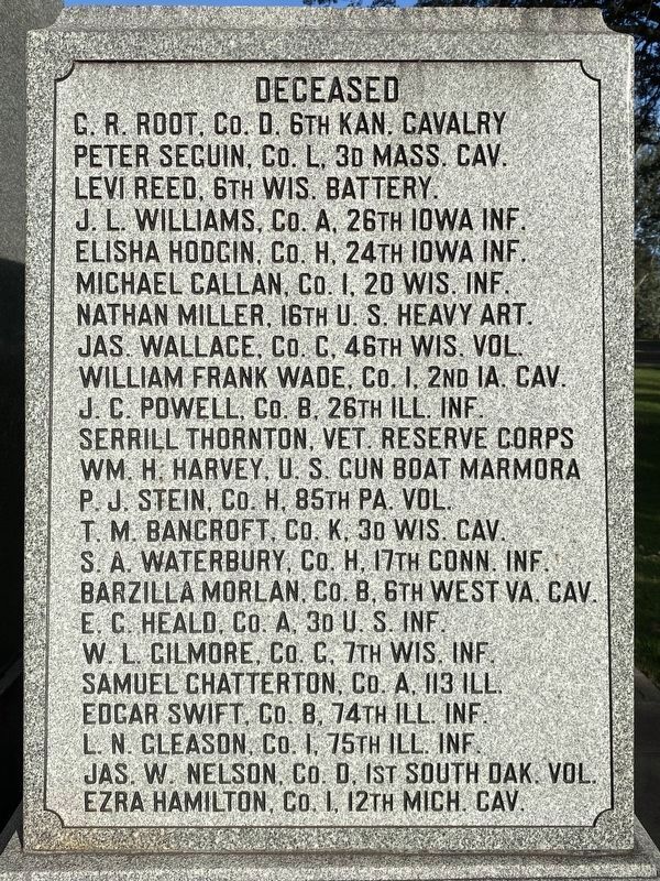 Grace Hill Civil War Veterans Monument, West Side image. Click for full size.