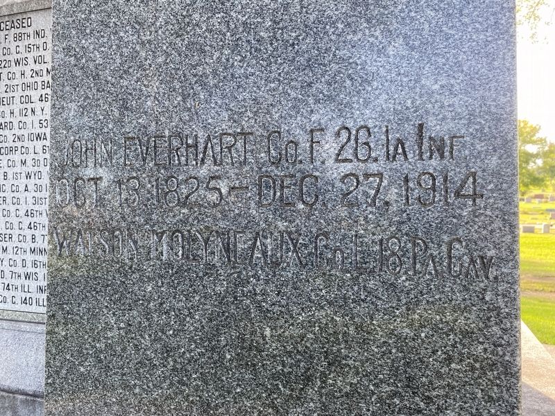 Grace Hill Civil War Veterans Monument, East Side Engraving image. Click for full size.