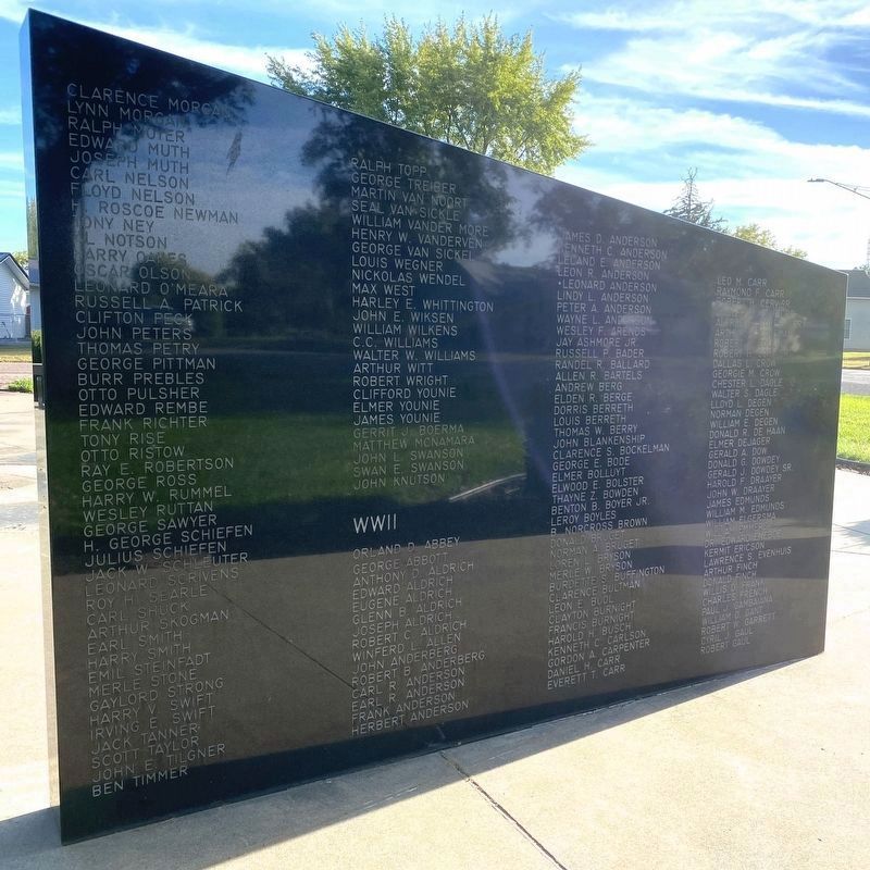 Hawarden, Iowa Veterans Memorial (left wall, back) image. Click for full size.