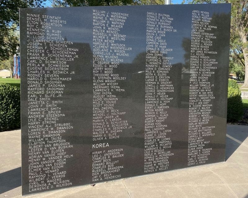 Hawarden, Iowa Veterans Memorial (second wall from left, front) image. Click for full size.