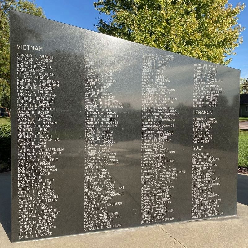 Hawarden, Iowa Veterans Memorial (second wall from right, front) image. Click for full size.