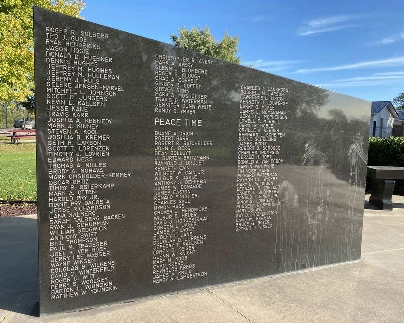 Hawarden, Iowa Veterans Memorial (right wall, front) image. Click for full size.
