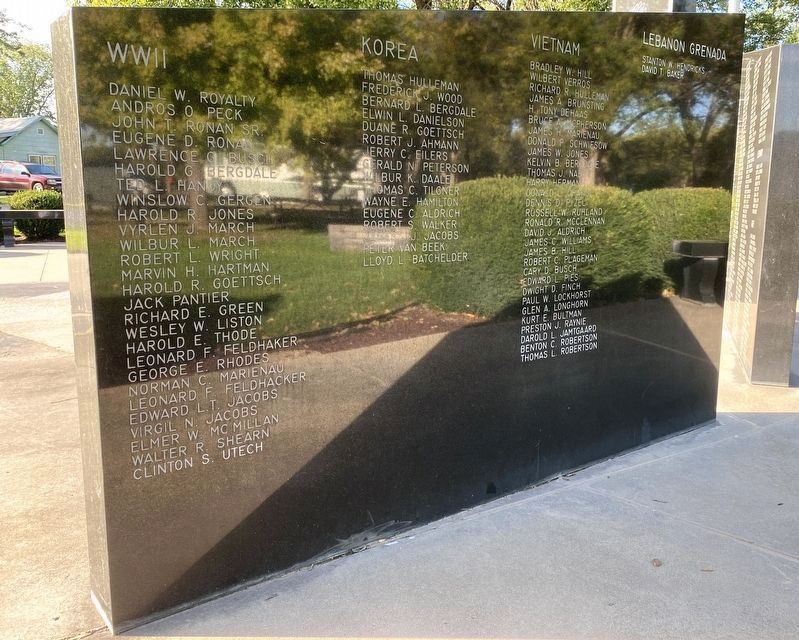 Hawarden, Iowa Veterans Memorial (right wall, back) image. Click for full size.