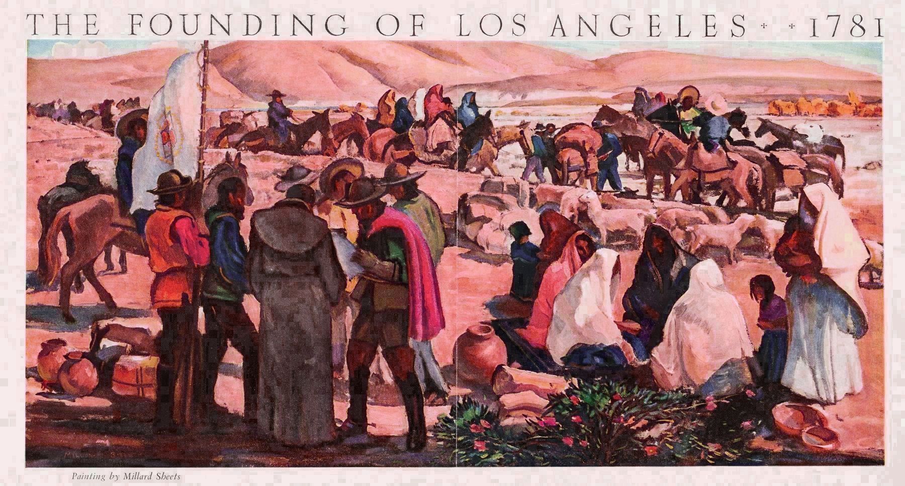 The Founding of Los Angeles by Millard Sheets image. Click for full size.