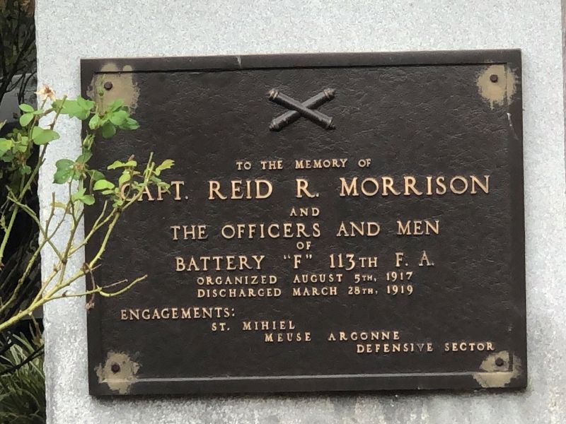 Battery F, 113th Field Artillery Memorial Marker. Click for full size. Battery F, 113th Field Artillery Memorial Marker image. Click for full size.