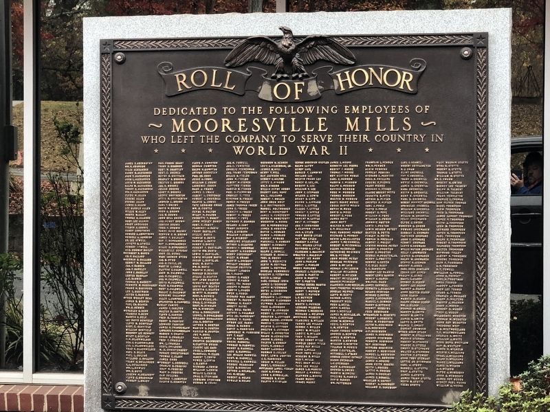Mooresville Mills Roll of Honor Marker image. Click for full size.