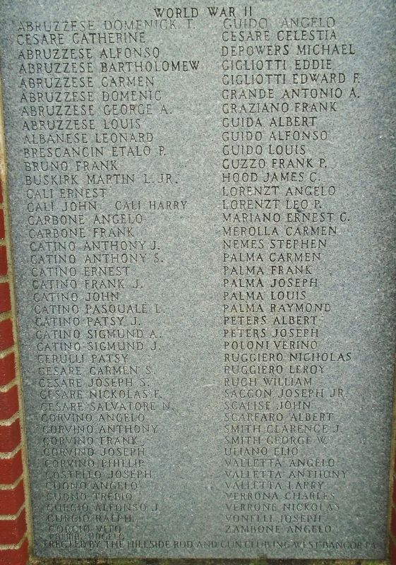 World Wars Memorial WWII Honor Roll image. Click for full size.