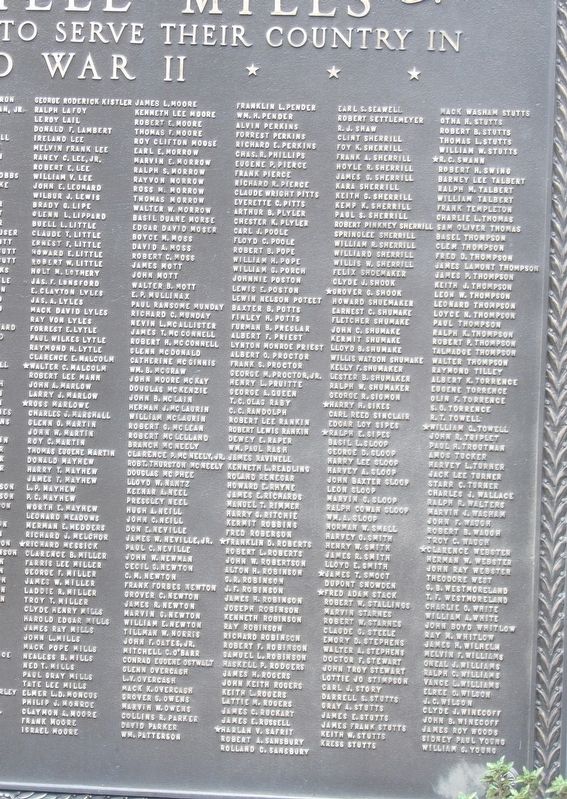Mooresville Mills Roll of Honor closeup (Kistler-Young) image. Click for full size.