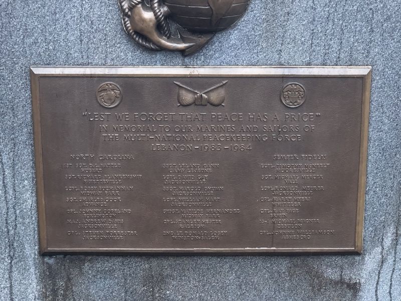 �Lest We Forget that Peace Has a Price� Marker image. Click for full size.