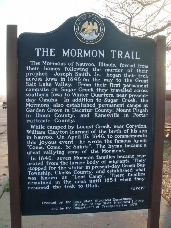 The Mormon Trail Marker Side image. Click for full size.