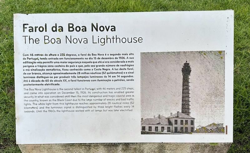 Farol da Boa Nova / The Boa Nova Lighthouse Marker image. Click for full size.