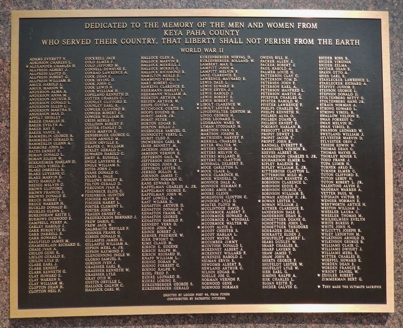 Keya Paha County War Memorial<br>(<i>south tablet</i>) image. Click for full size.