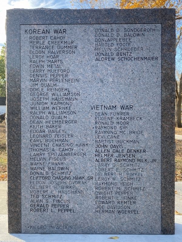 Bonesteel American Legion Memorial (second wall from right). Click for full size. Bonesteel American Legion Memorial (second wall from right) image. Click for full size.