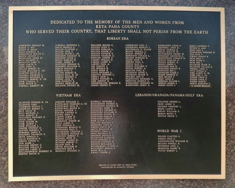 Keya Paha County War Memorial<br>(<i>north tablet</i>). Click for full size. Keya Paha County War Memorial<br>(<i>north tablet</i>) image. Click for full size.