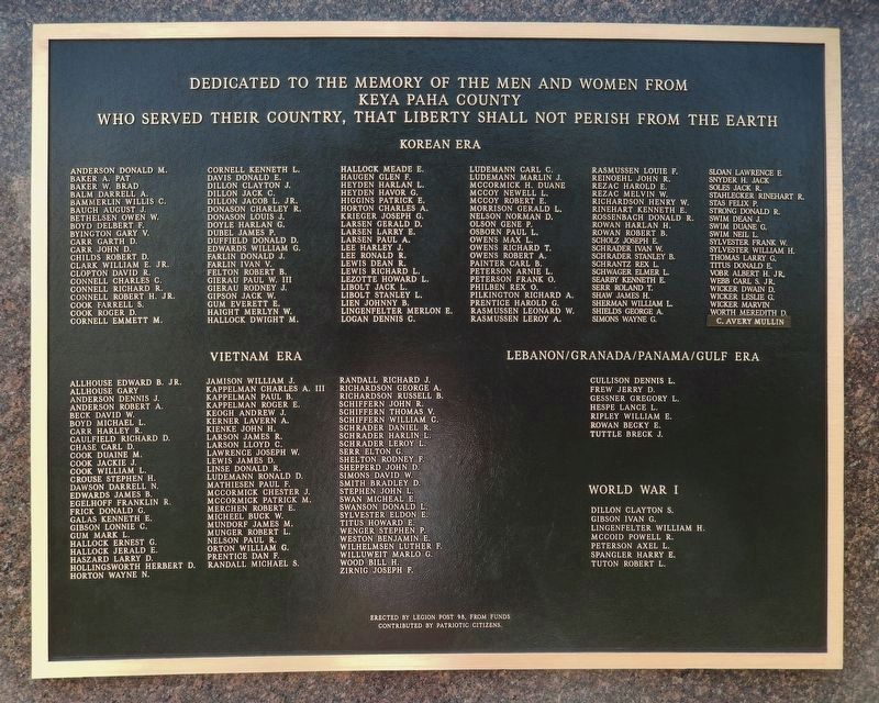 Keya Paha County War Memorial<br>(<i>north tablet</i>) image. Click for full size.
