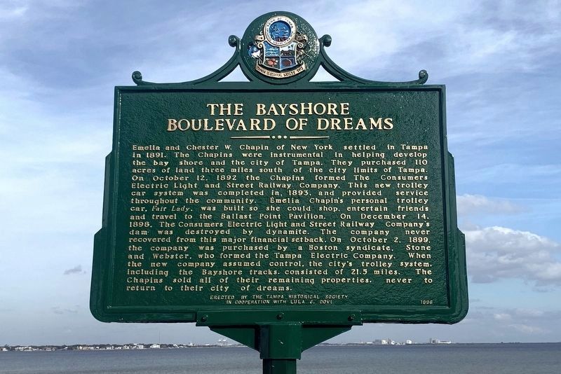 The Bayshore Boulevard of Dreams Marker after restoration. image. Click for full size.