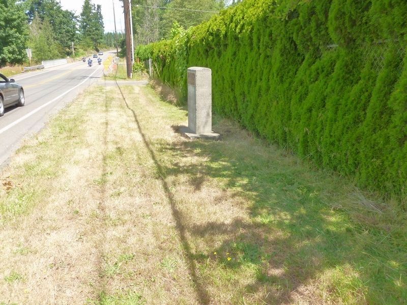 Road view of the DAR/SAR Oregon Trail 1844 Marker in Tenino, Washington. image. Click for full size.