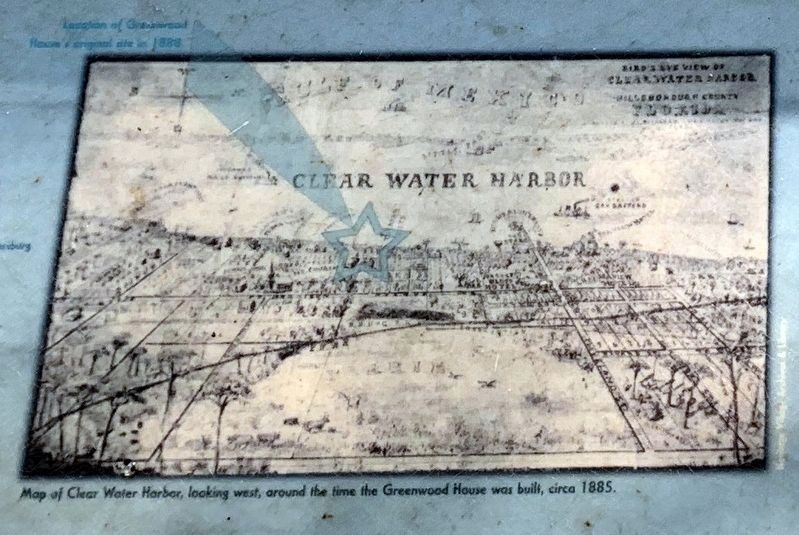 Map of Clear Water Harbor, looking west, around the time the Greenwood House was built, circa 1885 image. Click for full size.