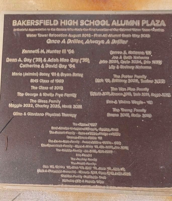 Bakersfield High School Alumni Plaza. Click for full size. Bakersfield High School Alumni Plaza image. Click for full size.