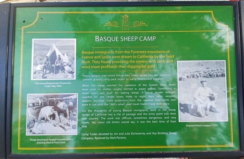 Basque Sheep Camp Marker image. Click for full size.